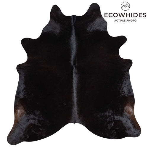 Brazilian Solid Black Cowhide Rug Size 6'8" L x 6'3" W 1098