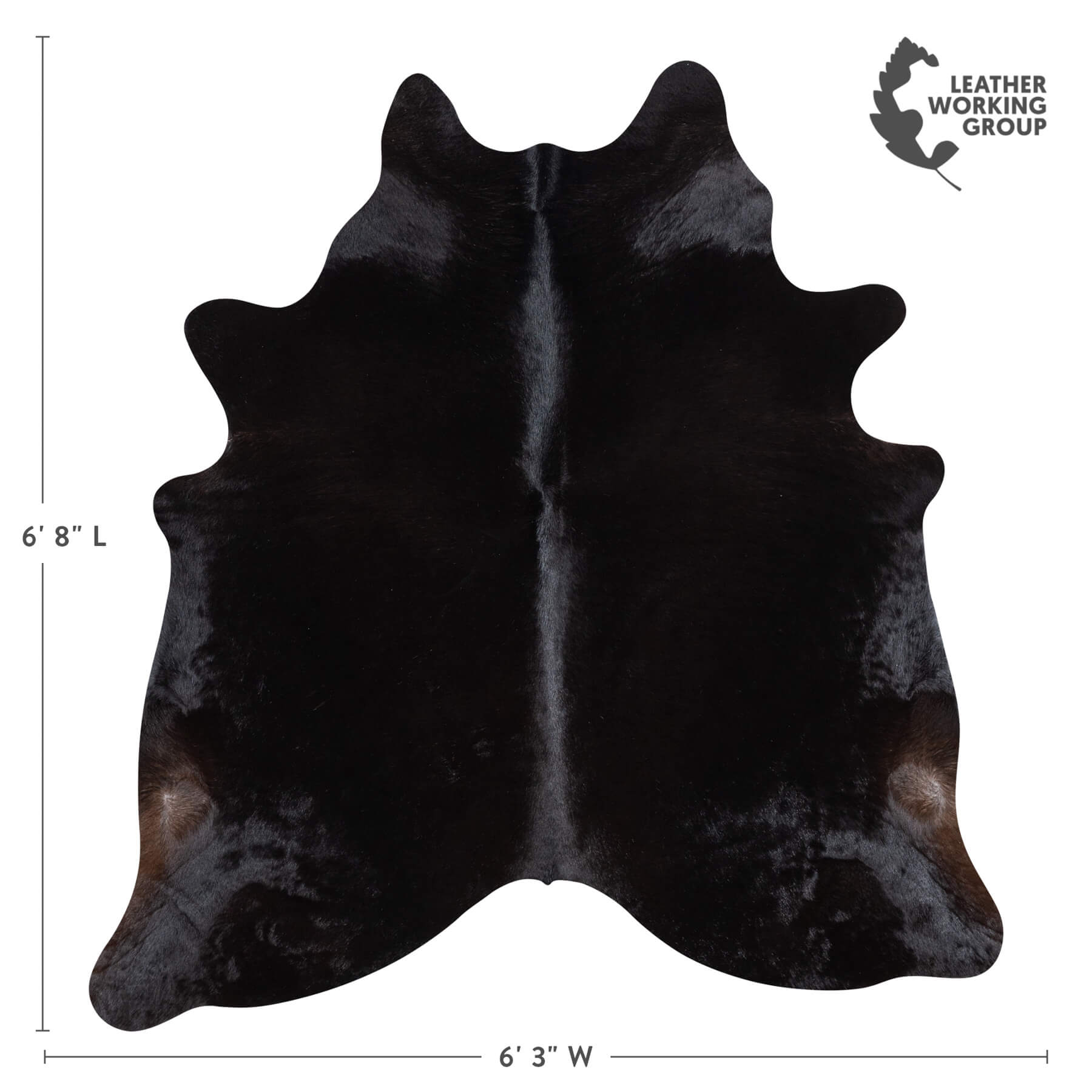 Brazilian Solid Black Cowhide Rug Size 6'8