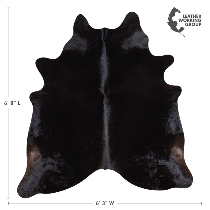 Brazilian Solid Black Cowhide Rug Size 6'8" L x 6'3" W 1098