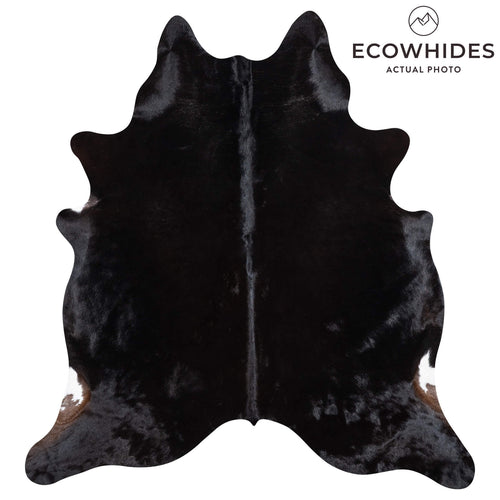 Brazilian Solid Black Cowhide Rug Size 6'11" L x 6'6" W 1099