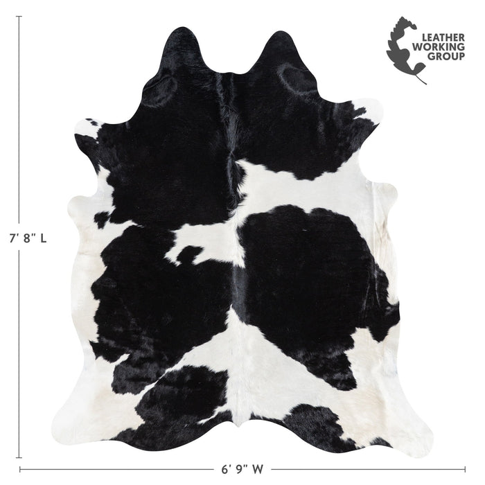 Brazilian Black and White Cowhide Rug Size 7'8" L x 6'9" W 1110