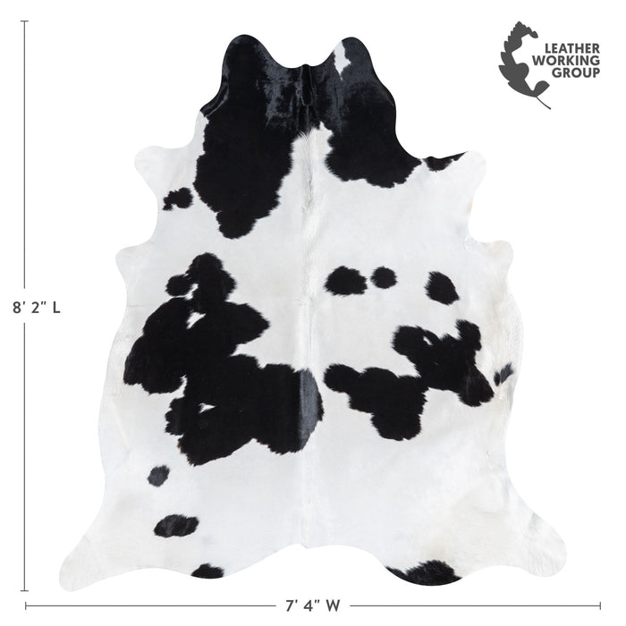 Brazilian Black and White Cowhide Rug Size 8'2" L x 7'4" W 1111