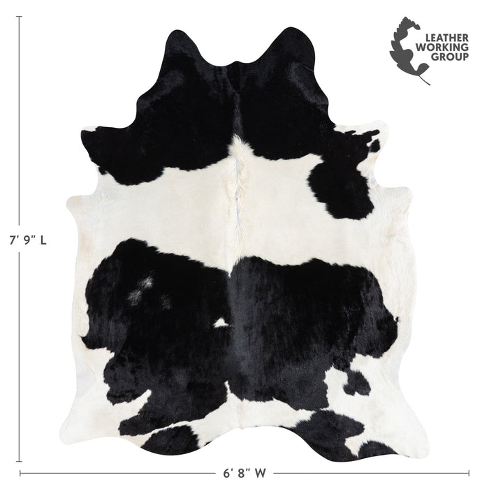 Brazilian Black and White Cowhide Rug Size 7'9" L x 6'8" W 1112