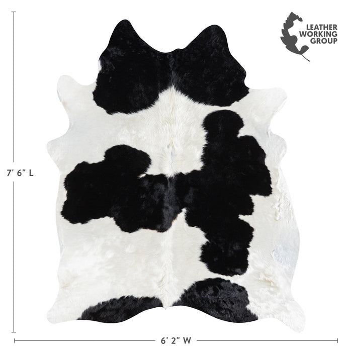 Brazilian Black and White Cowhide Rug Size 7'6" L x 6'2" W 1120