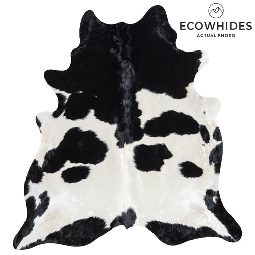 Brazilian Black and White Cowhide Rug Size 7'8" L x 7'0" W 1121
