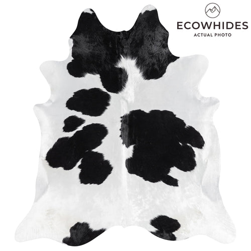 Brazilian Black and White Cowhide Rug Size 7'4" L x 6'7" W 1122