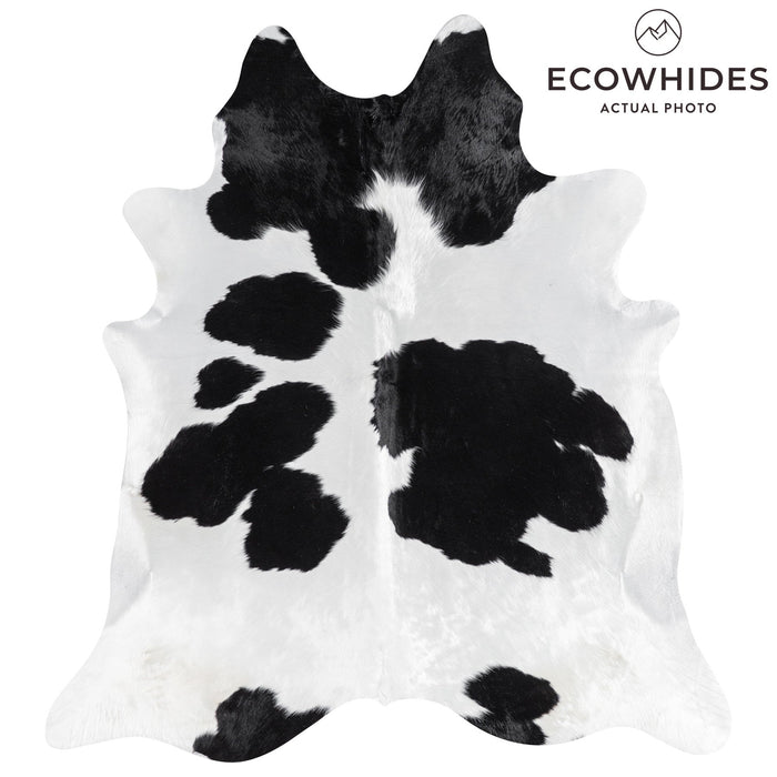 Brazilian Black and White Cowhide Rug Size 7'4" L x 6'7" W 1122