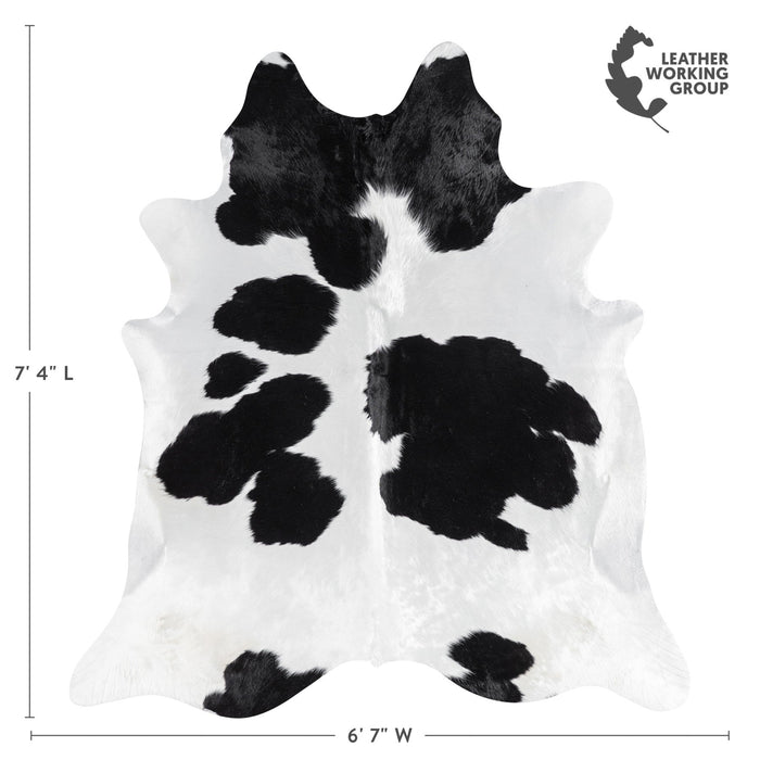 Brazilian Black and White Cowhide Rug Size 7'4" L x 6'7" W 1122