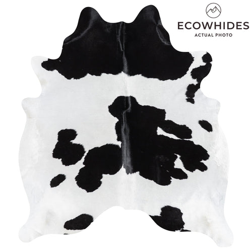 Brazilian Black and White Cowhide Rug Size 7'3" L x 6'6" W 1123