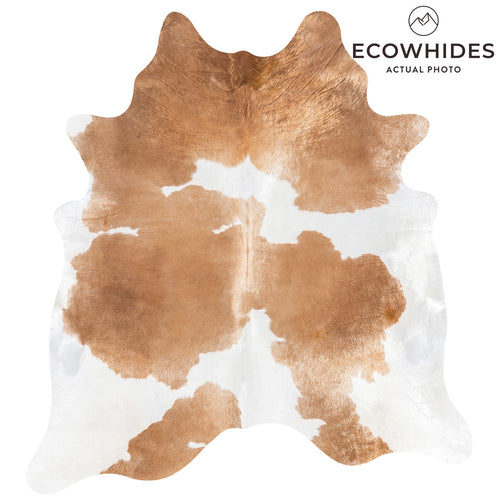 Brazilian Palomino and White Cowhide Rug Size 7'0" L x 6'8" W 1129