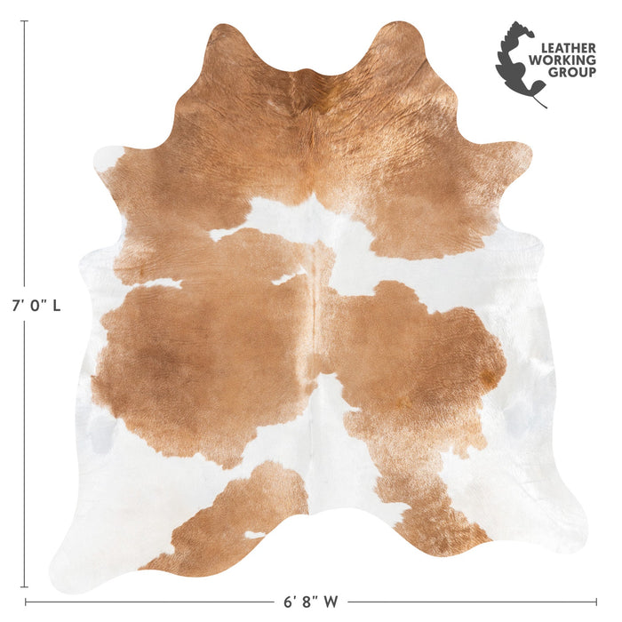 Brazilian Palomino and White Cowhide Rug Size 7'0" L x 6'8" W 1129