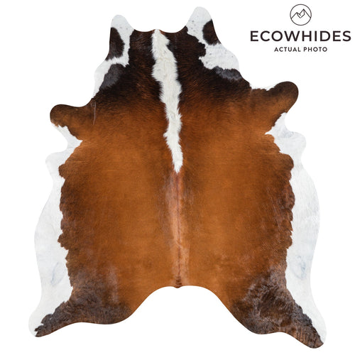 Brazilian Chocolate and White Cowhide Rug Size 7'3" L x 6'3" W 1143