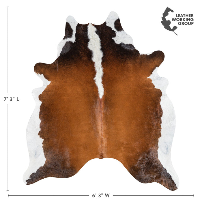 Brazilian Chocolate and White Cowhide Rug Size 7'3" L x 6'3" W 1143
