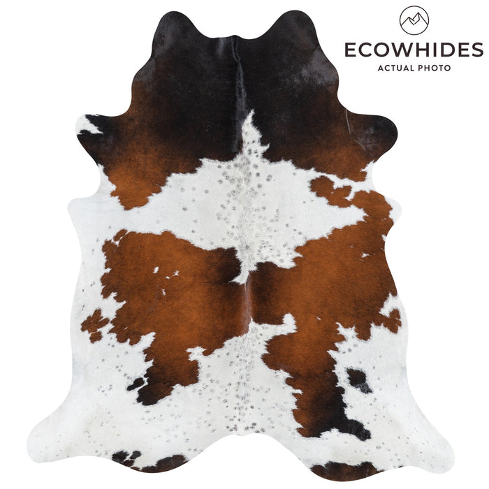 Brazilian Chocolate and White Cowhide Rug Size 7'5" L x 6'9" W 1144