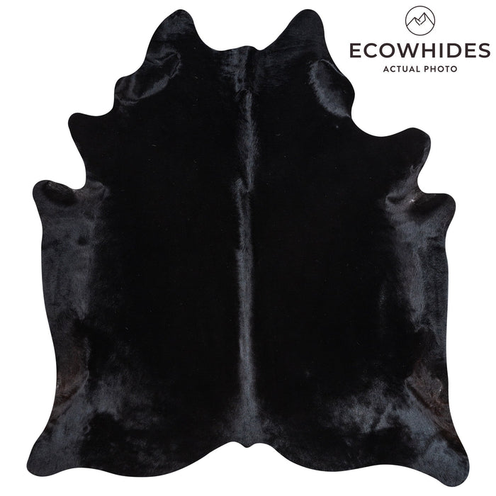 Brazilian Solid Black Cowhide Rug Size 7'2" L x 6'6" W 1156