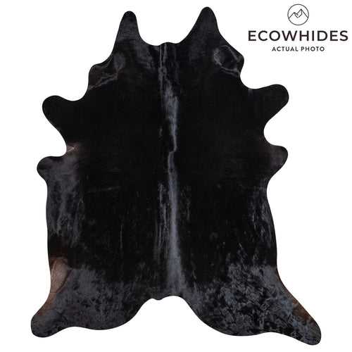 Brazilian Solid Black Cowhide Rug Size 7'11" L x 6'9" W 1157