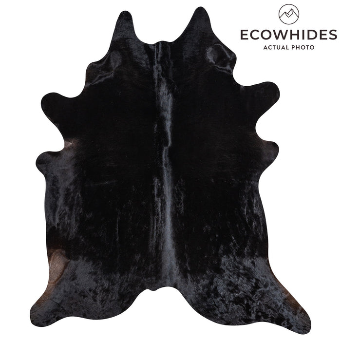 Brazilian Solid Black Cowhide Rug Size 7'11" L x 6'9" W 1157