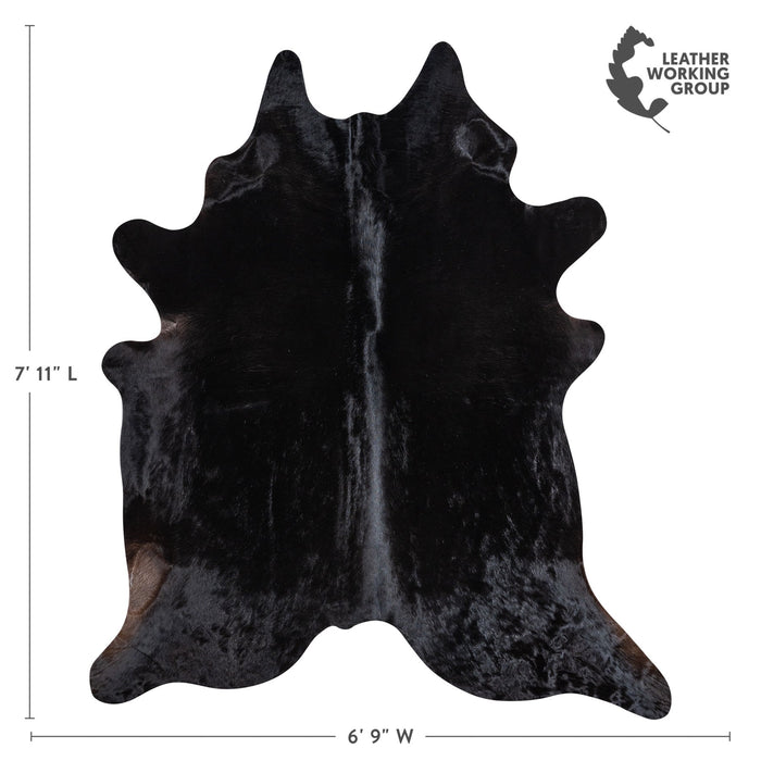 Brazilian Solid Black Cowhide Rug Size 7'11" L x 6'9" W 1157
