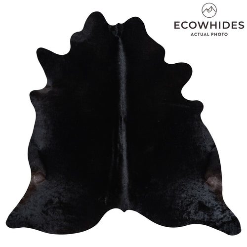 Brazilian Solid Black Cowhide Rug Size 6'11" L x 7'2" W 1160