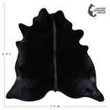 Brazilian Solid Black Cowhide Rug Size 6'11" L x 7'2" W 1160