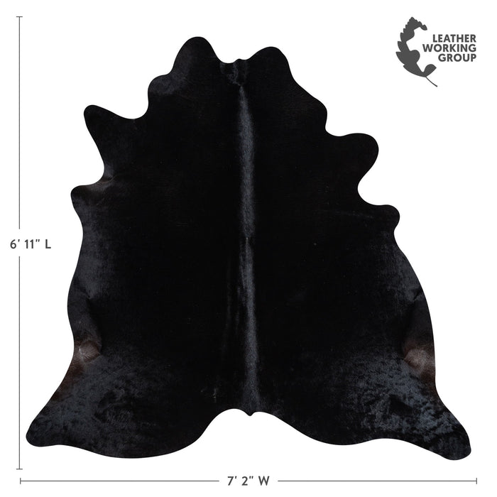 Brazilian Solid Black Cowhide Rug Size 6'11" L x 7'2" W 1160