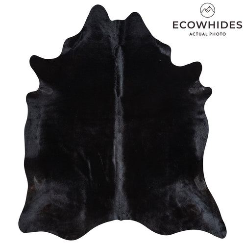 Brazilian Solid Black Cowhide Rug Size 7'2" L x 6'4" W 1161