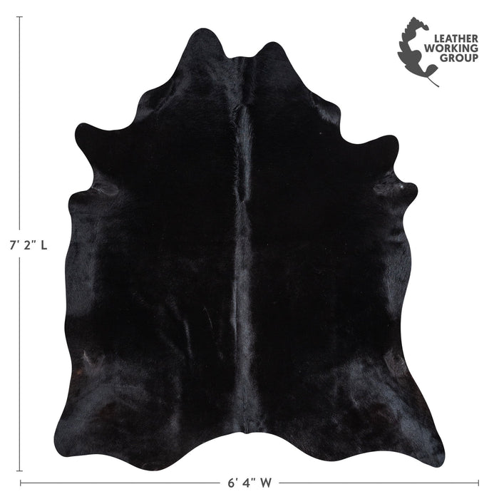 Brazilian Solid Black Cowhide Rug Size 7'2" L x 6'4" W 1161