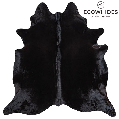 Brazilian Solid Black Cowhide Rug Size 6'11" L x 6'10" W 1162