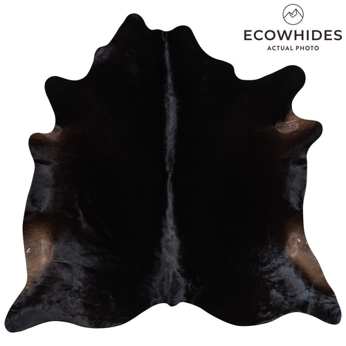 Brazilian Solid Black Cowhide Rug Size 6'9" L x 7'1" W 1163
