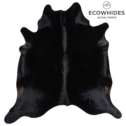 Brazilian Solid Black Cowhide Rug Size 7'4" L x 7'0" W 1164