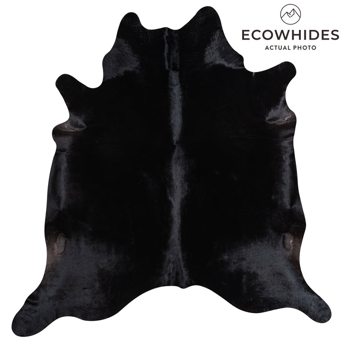 Brazilian Solid Black Cowhide Rug Size 7'4" L x 7'0" W 1164