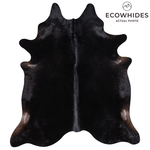 Brazilian Solid Black Cowhide Rug Size 7'6" L x 6'8" W 1165