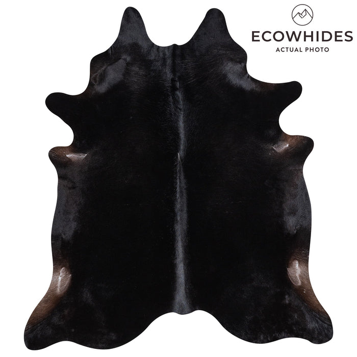 Brazilian Solid Black Cowhide Rug Size 7'6" L x 6'8" W 1165