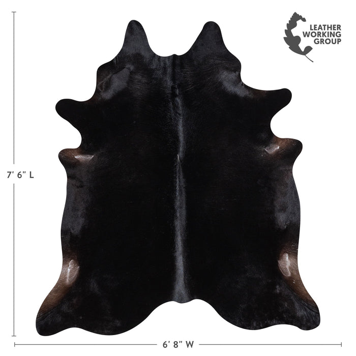 Brazilian Solid Black Cowhide Rug Size 7'6" L x 6'8" W 1165
