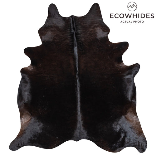 Brazilian Solid Black Cowhide Rug Size 7'6" L x 6'7" W 1166