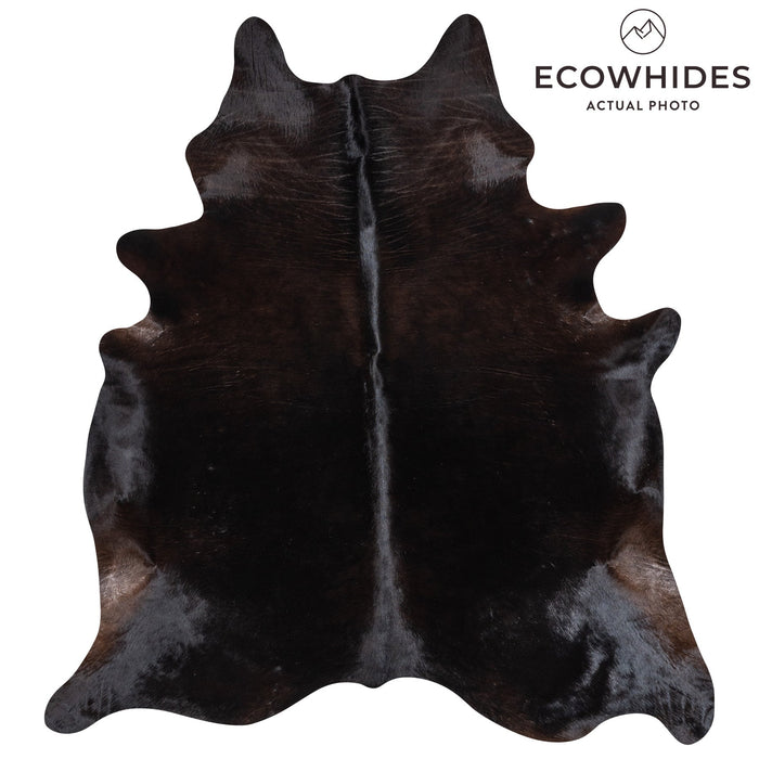 Brazilian Solid Black Cowhide Rug Size 7'6" L x 6'7" W 1166