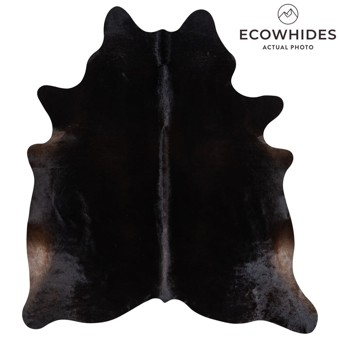 Brazilian Solid Black Cowhide Rug Size 7'5" L x 6'5" W 1167