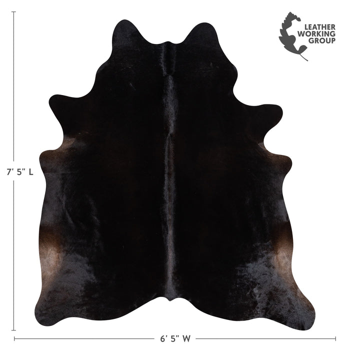 Brazilian Solid Black Cowhide Rug Size 7'5" L x 6'5" W 1167