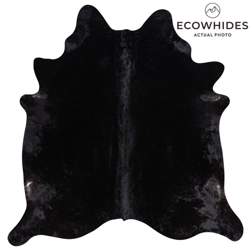 Brazilian Solid Black Cowhide Rug Size 7'1" L x 6'10" W 1168