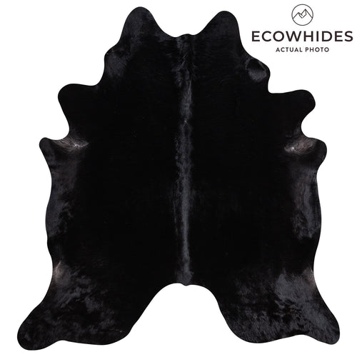 Brazilian Solid Black Cowhide Rug Size 7'5" L x 6'11" W 1169