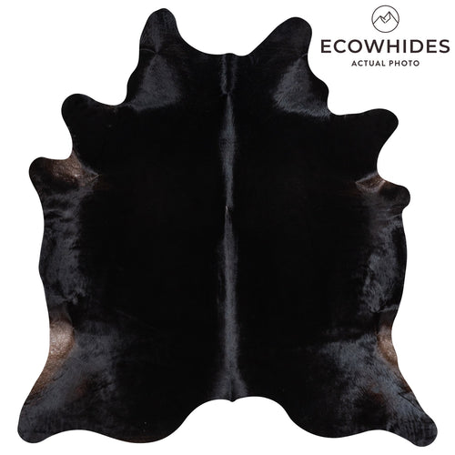 Brazilian Solid Black Cowhide Rug Size 6'9" L x 6'6" W 1170