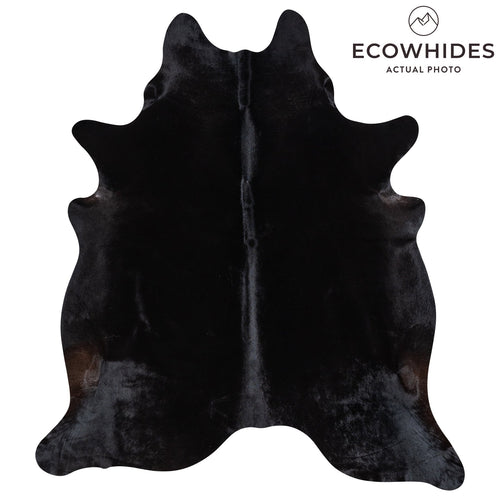 Brazilian Solid Black Cowhide Rug Size 7'4" L x 6'5" W 1171
