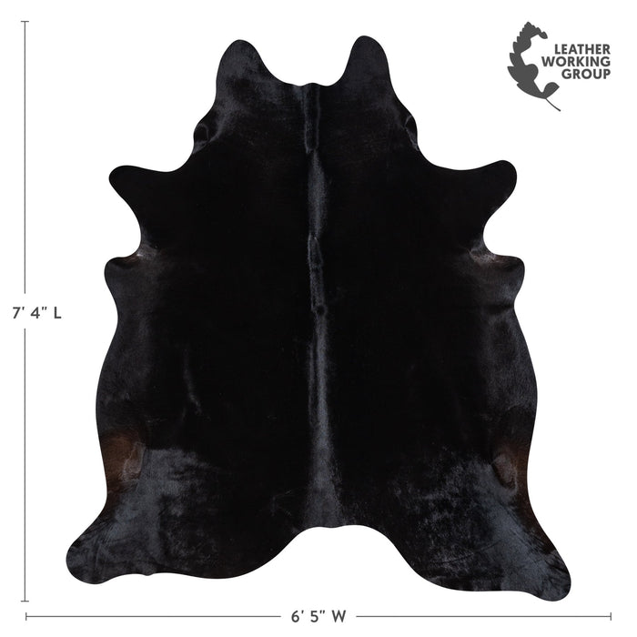 Brazilian Solid Black Cowhide Rug Size 7'4" L x 6'5" W 1171
