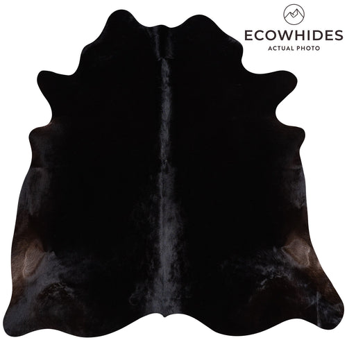 Brazilian Solid Black Cowhide Rug Size 6'8" L x 6'10" W 1172