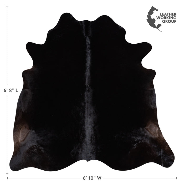 Brazilian Solid Black Cowhide Rug Size 6'8" L x 6'10" W 1172