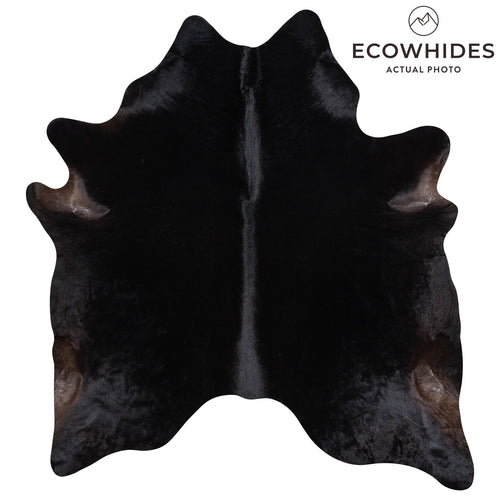 Brazilian Solid Black Cowhide Rug Size 7'8" L x 6'9" W 1173