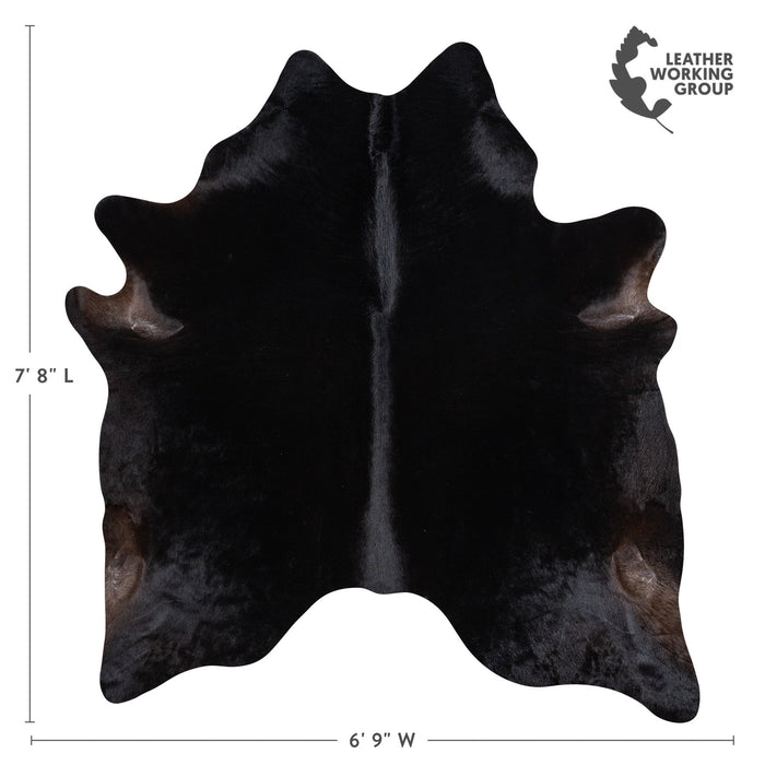 Brazilian Solid Black Cowhide Rug Size 7'8" L x 6'9" W 1173