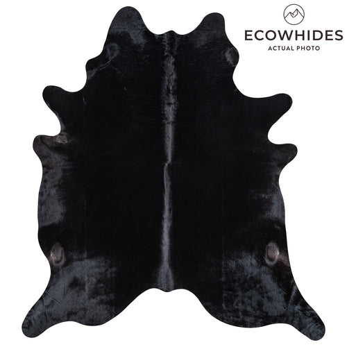 Brazilian Solid Black Cowhide Rug Size 8'7" L x 7'8" W 1174