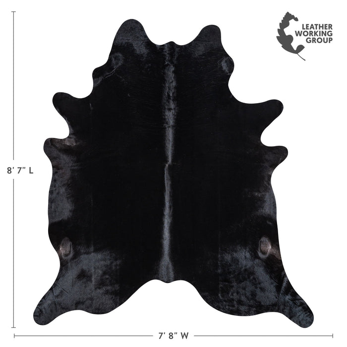 Brazilian Solid Black Cowhide Rug Size 8'7" L x 7'8" W 1174