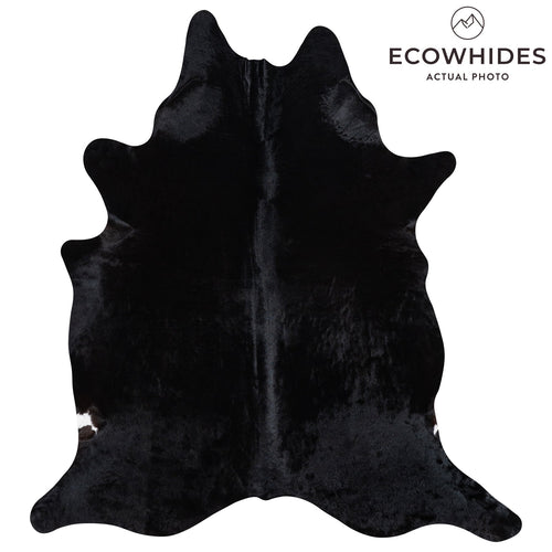 Brazilian Solid Black Cowhide Rug Size 7'9" L x 6'11" W 1176